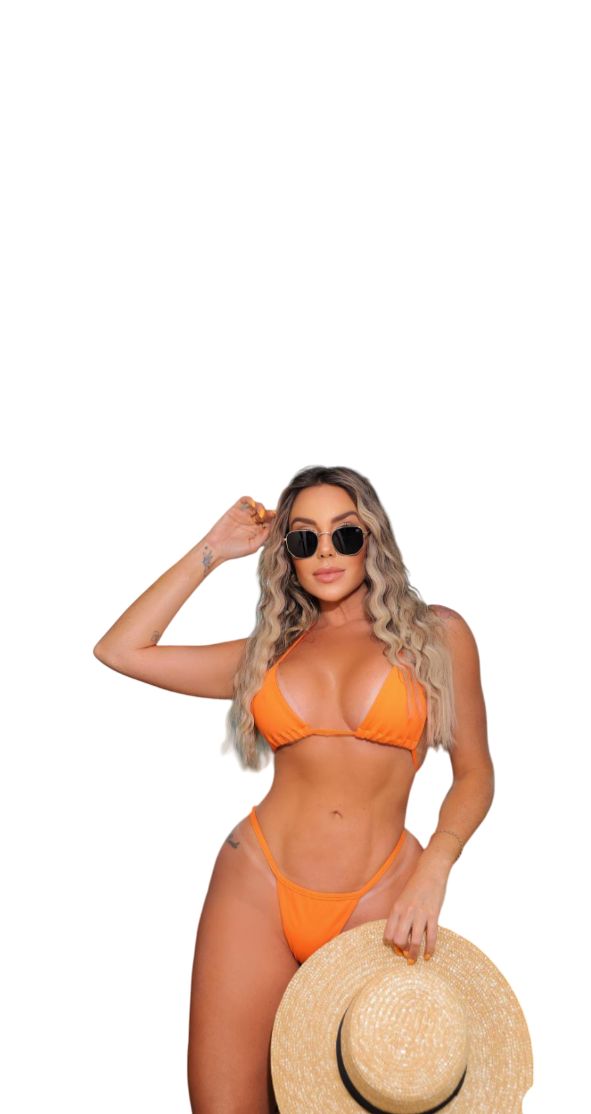 Conjunto de Biquíni Marquinha s/Bojo Cortininha Calcinha Fio c/ Regulagem