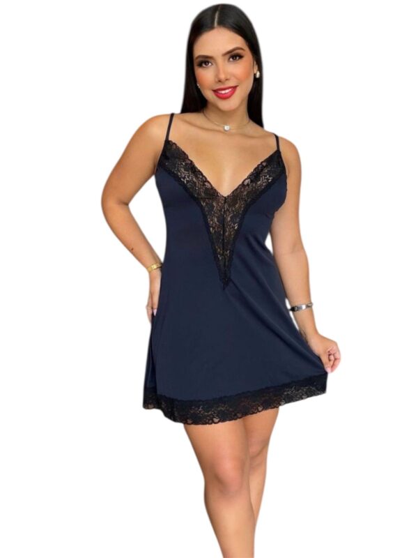 Camisola Feminina Curta com Renda, Alças Finas, Decote V - Imagem 2