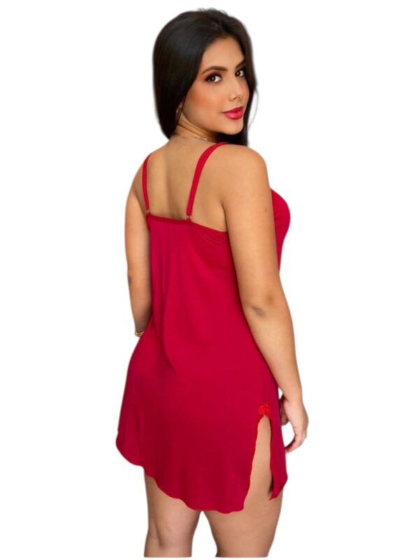 Camisola Sensual com Alças Finas e Renda + Calçinha - Imagem 2