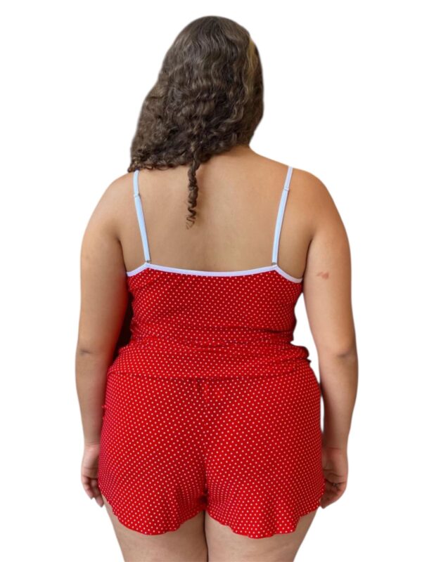 Pijama Feminino Conjunto Short Doll com Renda, Estampa Floral e Poá - Imagem 3