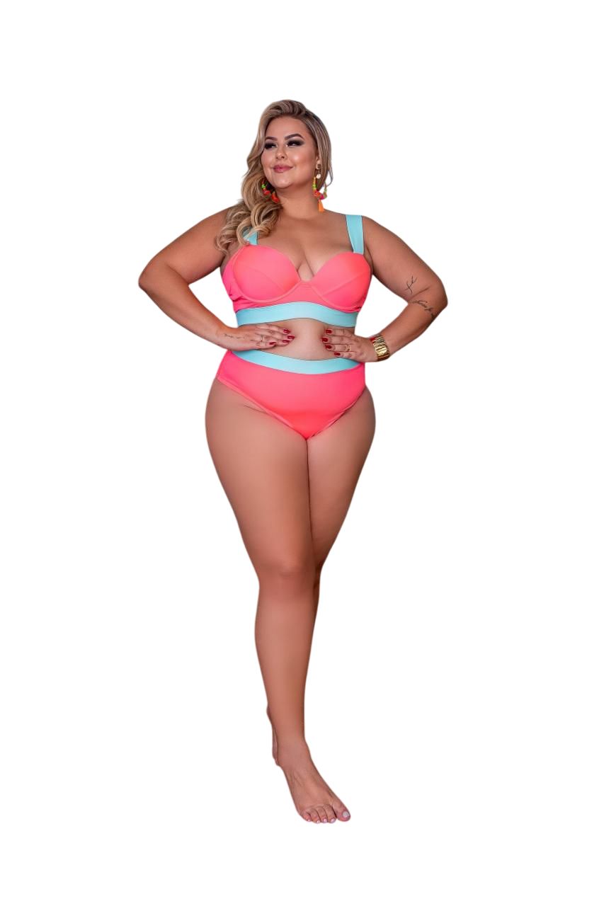 Biquíni Plus Size Duas Peças Com Bojo e Alças Reguláveis