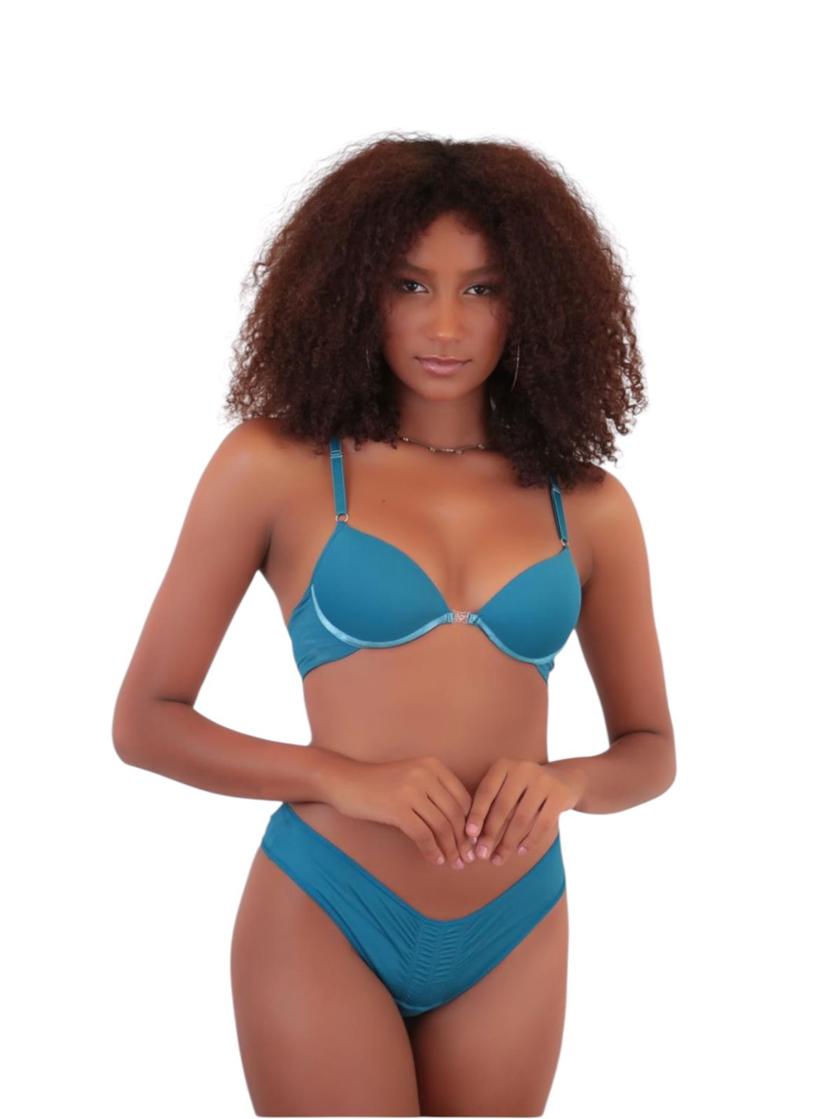 Conjunto de Lingerie Nadador, Sutiã com Base Embutida, Calcinha Cintura Média
