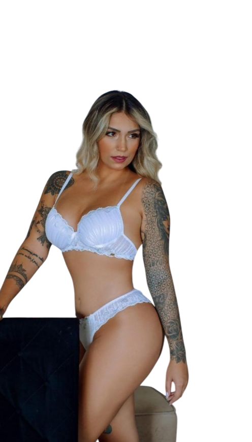 Conjunto de Lingerie Feminino Rendado com Aro Continuo