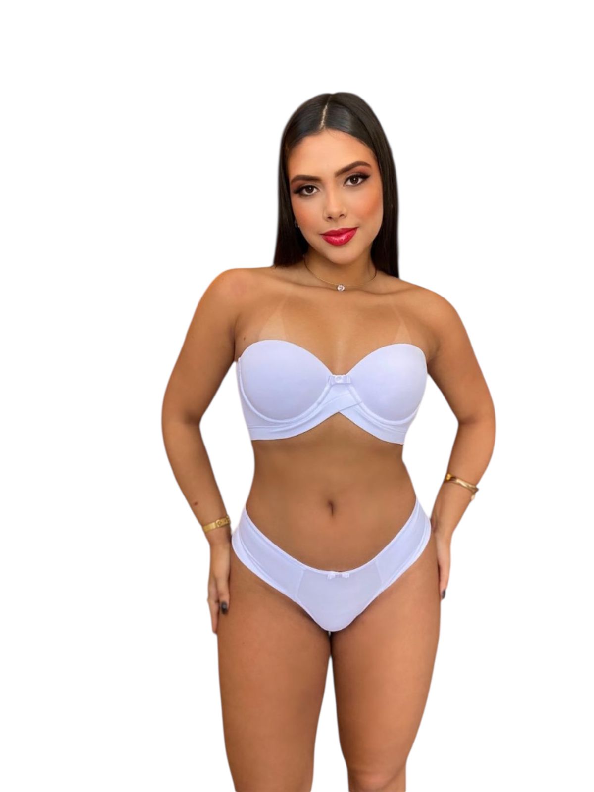 Conjunto de Lingerie Tomara Que Caia Liso, Sutiã Sem Alças e Calcinha