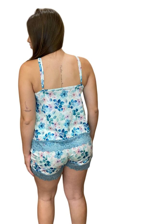 Conjunto Pijama Feminino com Renda Estampa Floral - Imagem 3