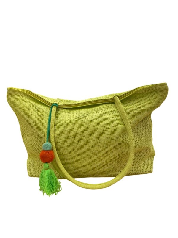 Bolsa de Praia com Pompons Decorativos Alça de Ombro - Imagem 5