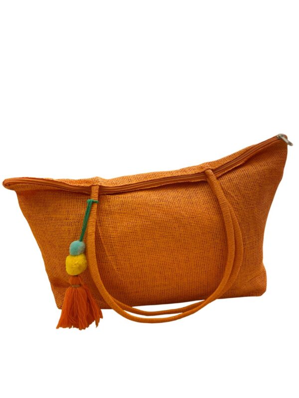 Bolsa de Praia com Pompons Decorativos Alça de Ombro - Imagem 2