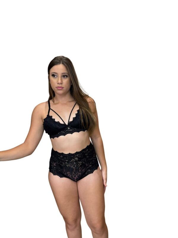 Conjunto de Lingerie Sensual Strappy em Renda - Imagem 2