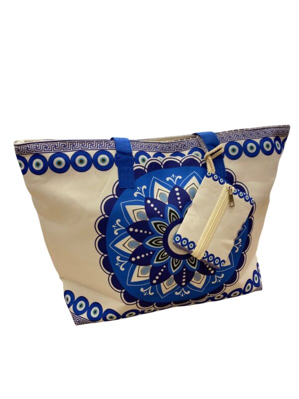 Bolsa de Praia Grande com Estampa Mandala e Olho Grego com Bolso - Imagem 7