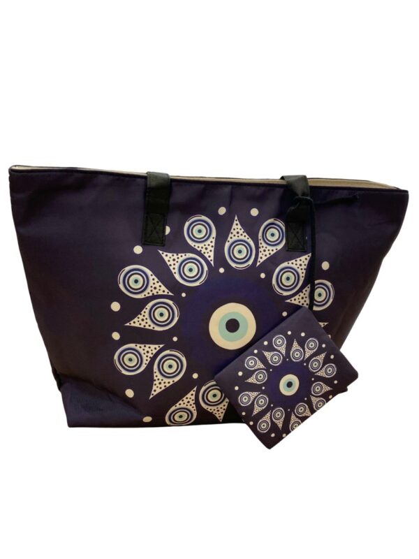 Bolsa de Praia Grande com Estampa Mandala e Olho Grego com Bolso