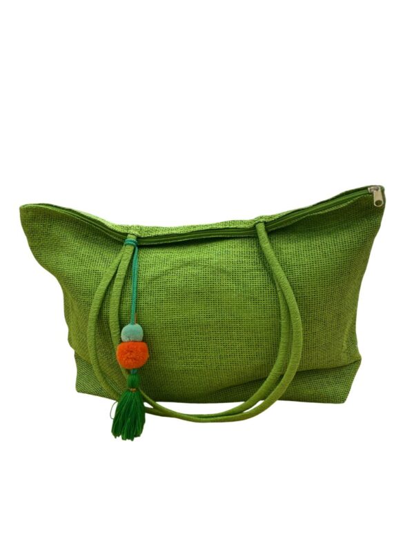 Bolsa de Praia com Pompons Decorativos Alça de Ombro - Imagem 4