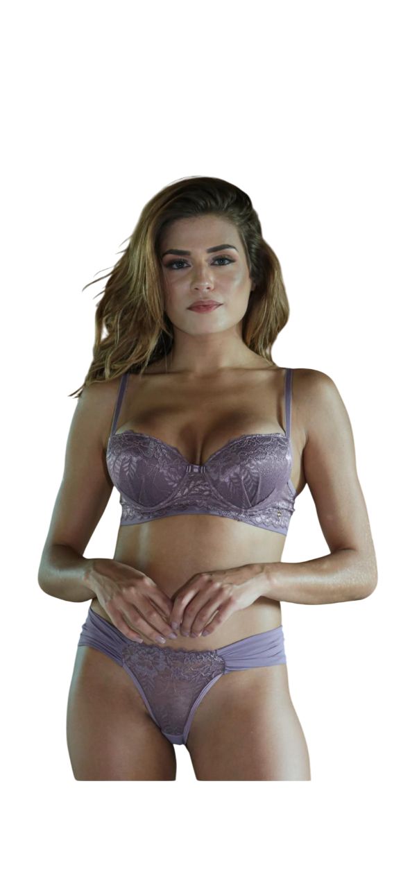 Conjunto de Lingerie Feminino, Sutiã com Renda e Calcinha Estilo Elegante