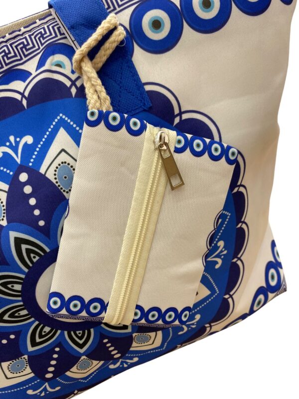 Bolsa de Praia Grande com Estampa Mandala e Olho Grego com Bolso - Imagem 6