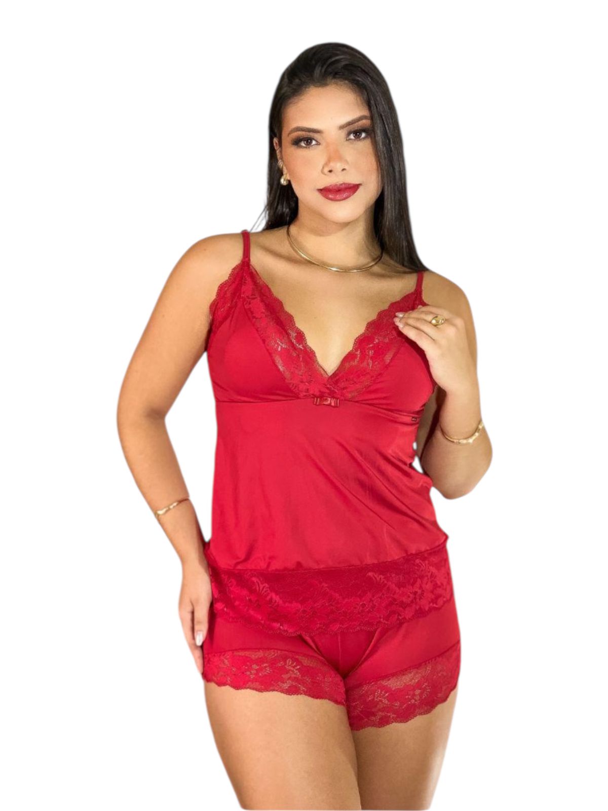 Conjunto de Pijama Fashion Feminino com Renda